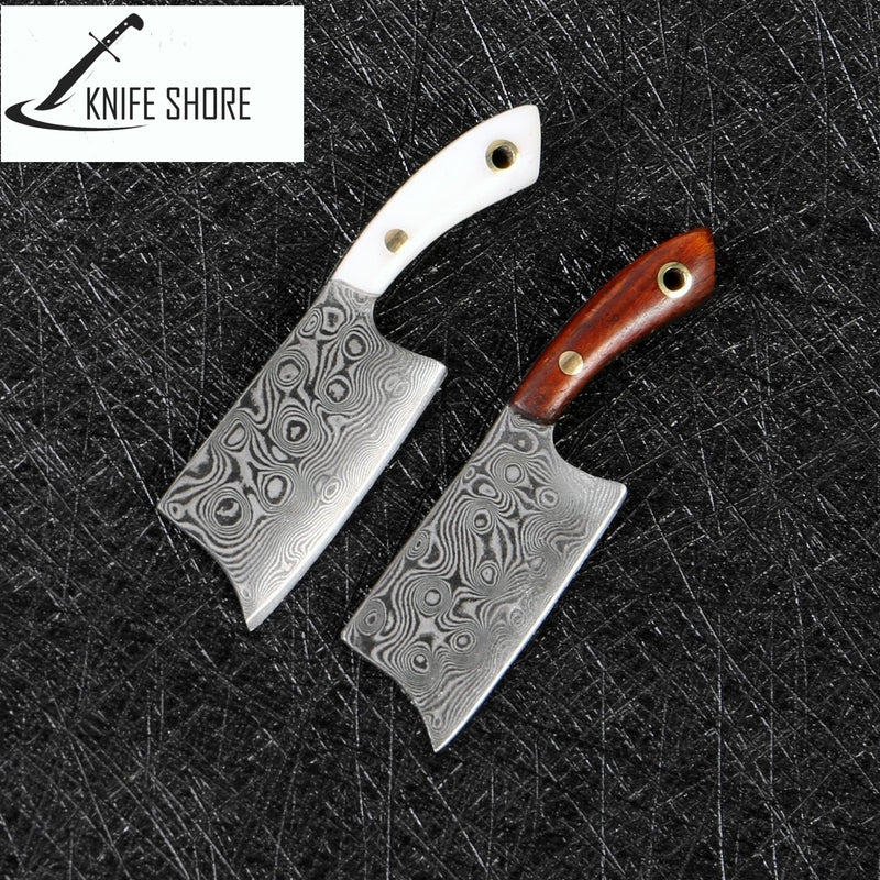 DAMASCUS STEEL MINI KEY RING POCKET KNIFE - knifeshore