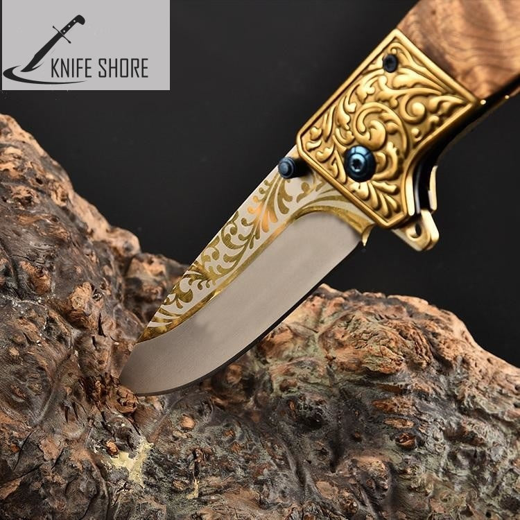 DAMASACUS SURVIVAL FOLDING POCKET KNIFE - knifeshore