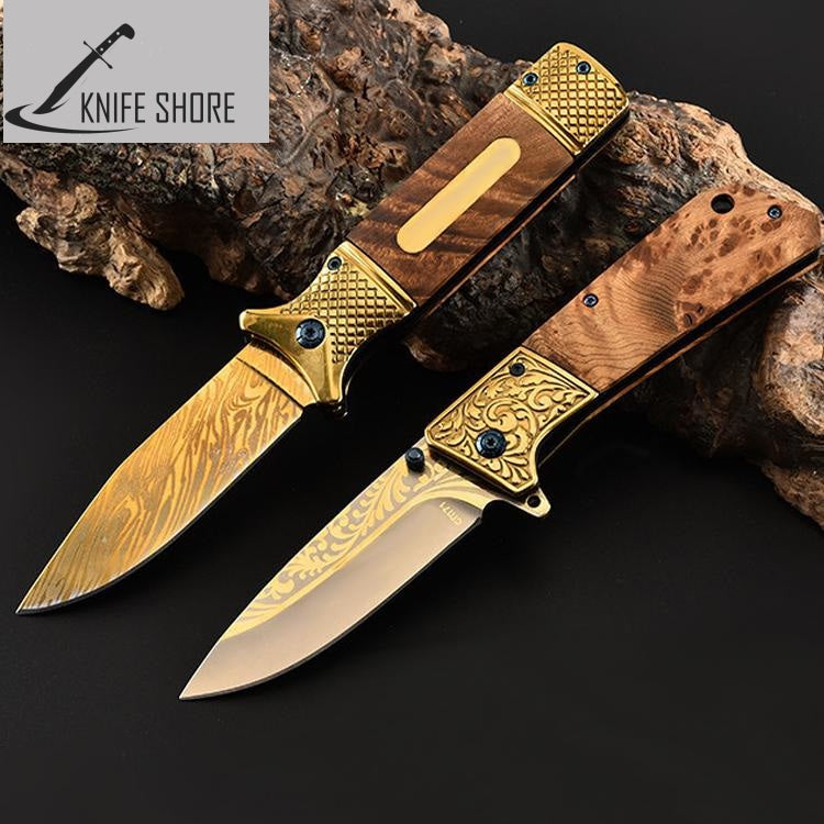 DAMASACUS SURVIVAL FOLDING POCKET KNIFE - knifeshore