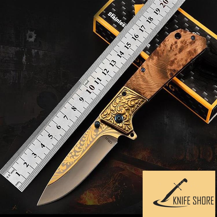 DAMASACUS SURVIVAL FOLDING POCKET KNIFE - knifeshore