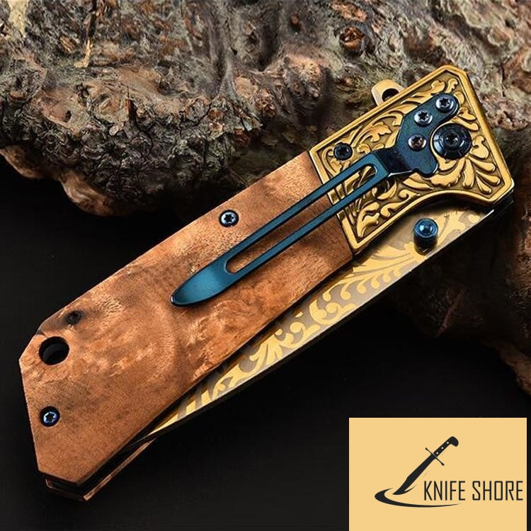 DAMASACUS SURVIVAL FOLDING POCKET KNIFE - knifeshore