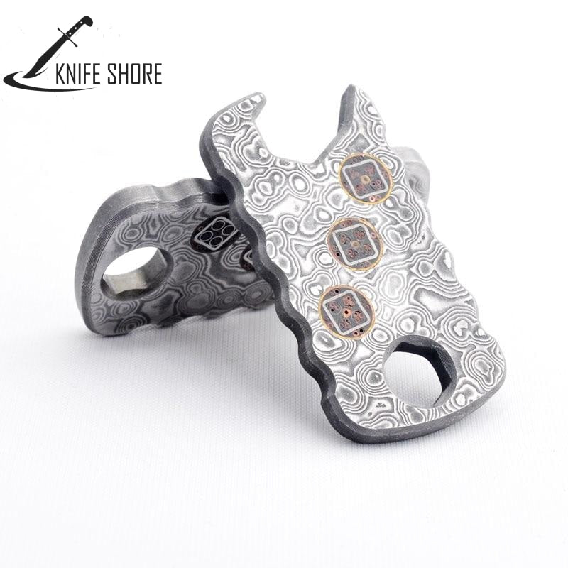 Portable Damascus Steel Dog Shape Opener - knifeshore