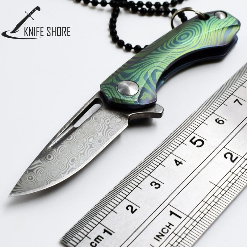 Tactical Hunting Titanium Damascus Steel Pocket Knife - knifeshore