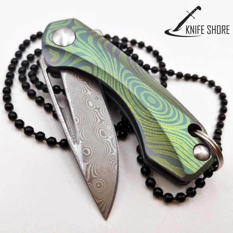 Tactical Hunting Titanium Damascus Steel Pocket Knife - knifeshore