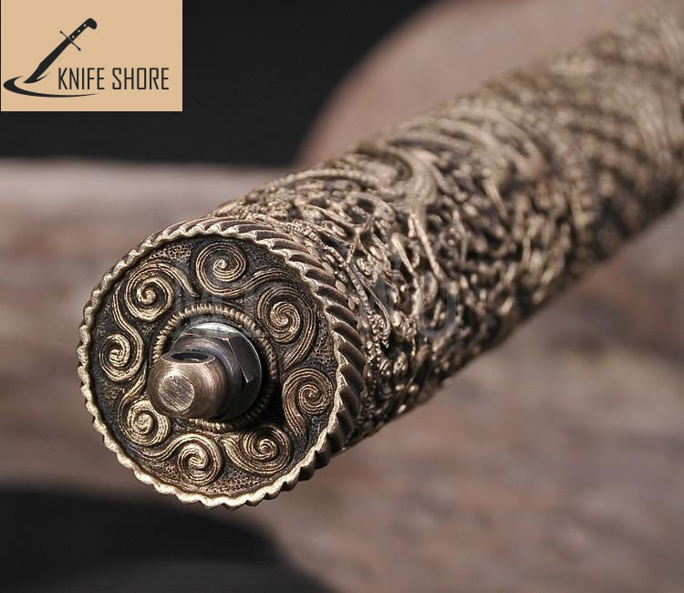 handmade chinese swords real swords copper sharkskin Clay craft - knifeshore