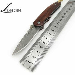 CAMPING FOLDING KNIFE WITH WOOD HANDLE - knifeshore