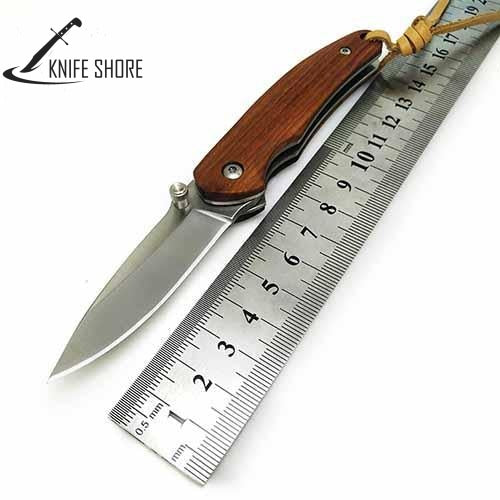 CAMPING FOLDING KNIFE WITH WOOD HANDLE - knifeshore