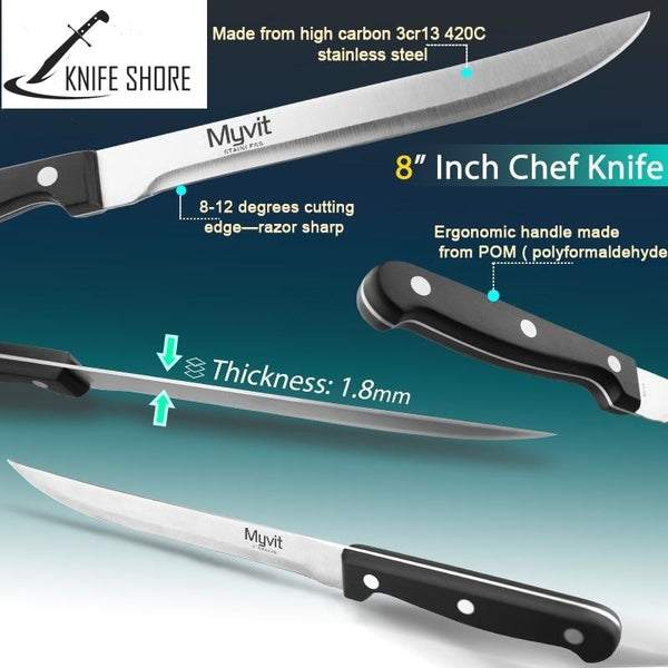 HIGH CARBON STAINLESS STEEL 3.5, 5, 5.8 INCH 3 PIECES SET 3CR13 420C JAPANESE CHEF KNIFE - knifeshore