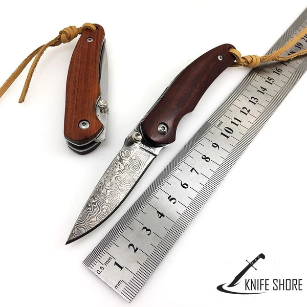 CAMPING FOLDING KNIFE WITH WOOD HANDLE - knifeshore