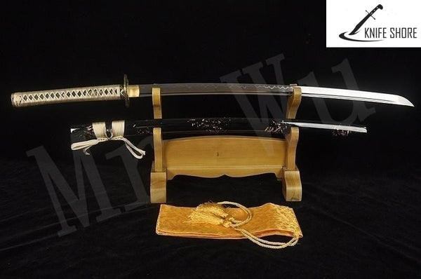 HANDMADE JAPANESE SAMURAI KATANA T10 CARBON STEEL BURNING BLADE ALLOY SWORD - knifeshore