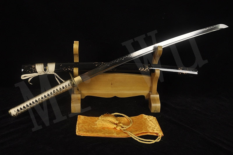 HANDMADE JAPANESE SAMURAI KATANA T10 CARBON STEEL BURNING BLADE ALLOY SWORD - knifeshore