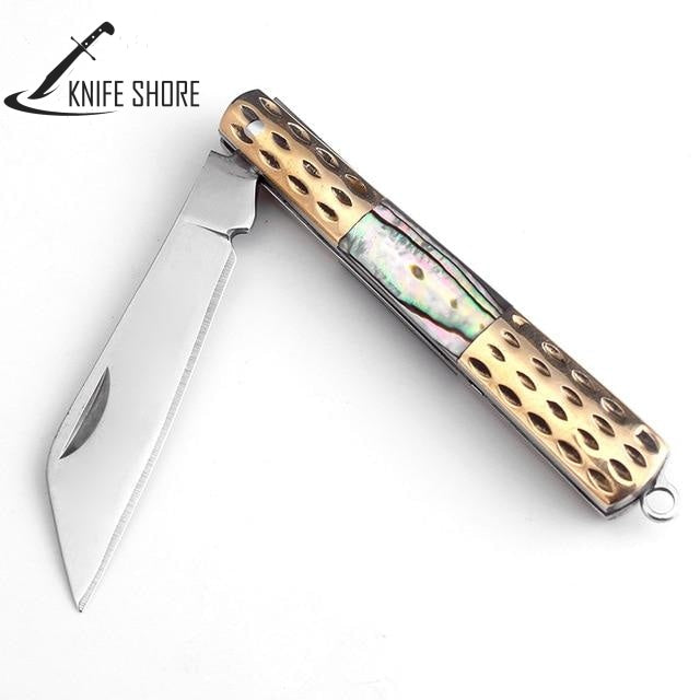 Abalone shell copper handle Multi tool pocket knife - knifeshore