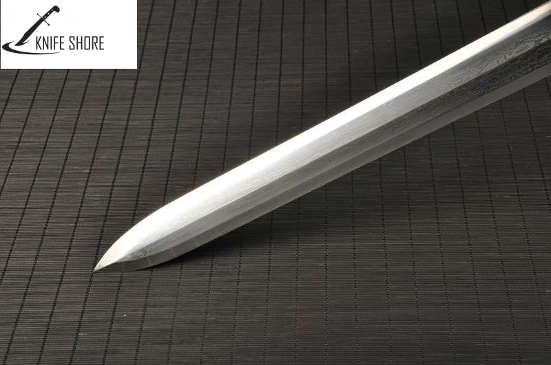 HAN DYNASTY FULLY HANDMADE DAMASCUS FOLDED STEEL SWORD - knifeshore