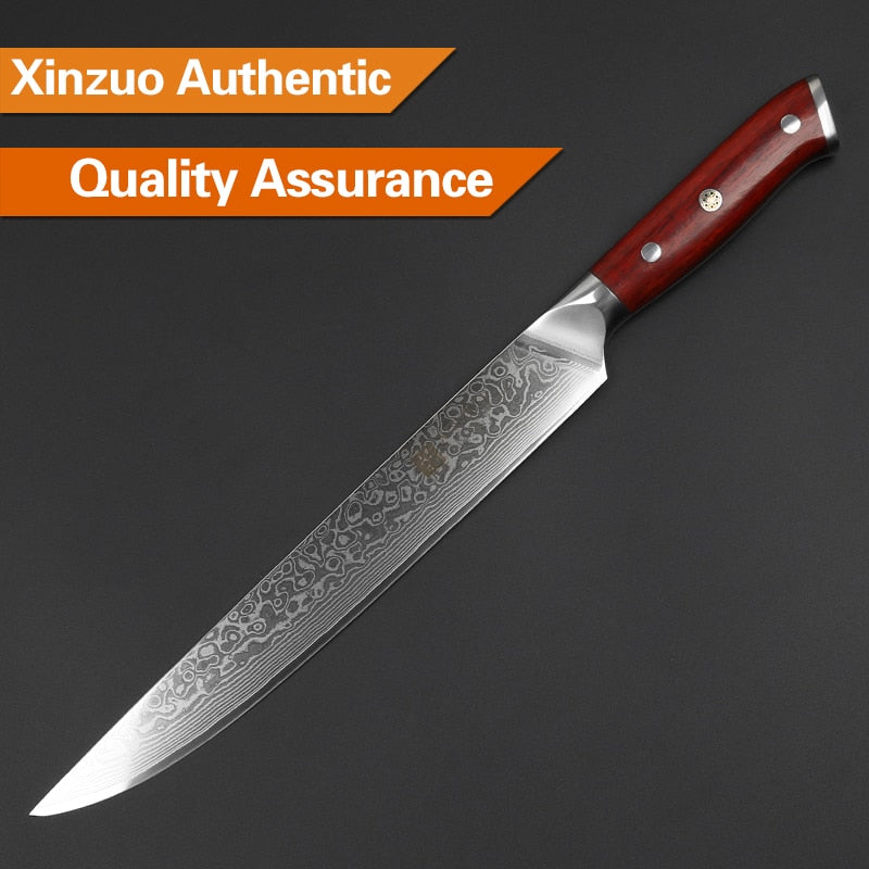 PROFESSIONAL DAMASCUS STEEL 10 INCHES SLICING KNIFE - knifeshore