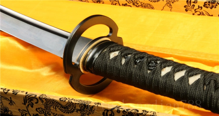 HANDMADE JAPANESE TANTO BLACK HIGH CARBON STEEL SWORD - knifeshore