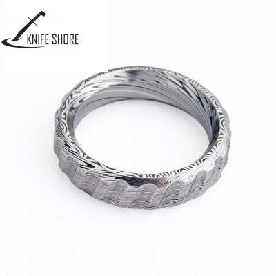 19MM FLAME PATTERN RING METAL EXQUISITE EDC DAMASCUS STEEL SCRATCH RESISTANT RUST PREVENT RING - knifeshore