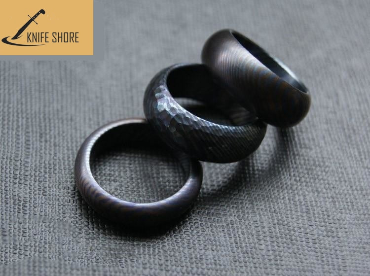 CUSTOM MADE TITANIUM HORSE GRAVEL PATTERN RING - knifeshore