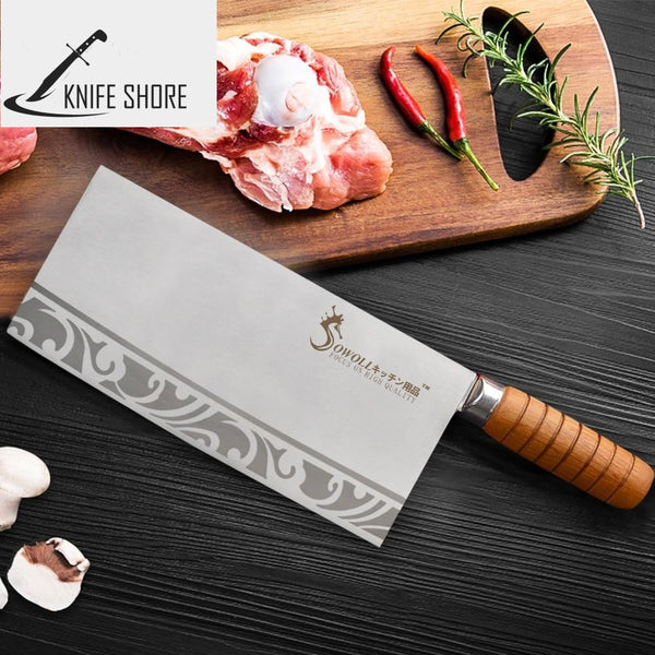 SOWOLL 9 INCH CHEF KNIFE MEAT CLEAVER 7CR17 STAINLESS STELL KNIFE - knifeshore