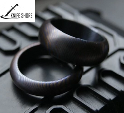 18.5MM CUSTOM HANDMADE PAIR OF HIGH-END MATERAILS TITANIUM ALLOY DAMASCUS RING EDC COUPLE RING - knifeshore