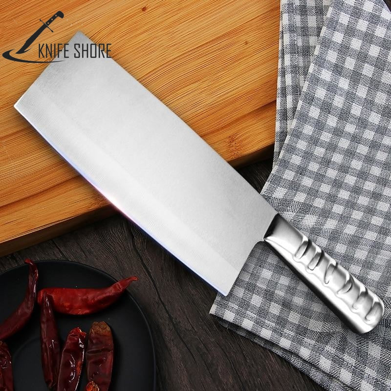 STAINLESS STEEL SEAMLESS WELDING NAKIRI MEAT CLEAVER KNIFE - knifeshore