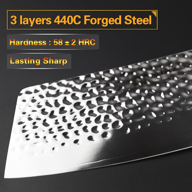 FORGED 3 LAYER 440C CORE STAINLESS STEEL KITCHEN KNIFE - knifeshore