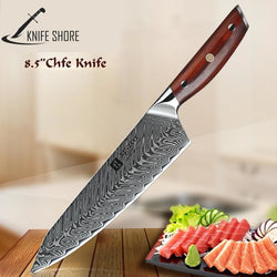 8.5 INCH CHEF KNIFE JAPANESE VG10 DAMASCUS STAINLESS STEEL KITCHEN KNIFE WITH ROSEWOOD HANDLE - knifeshore