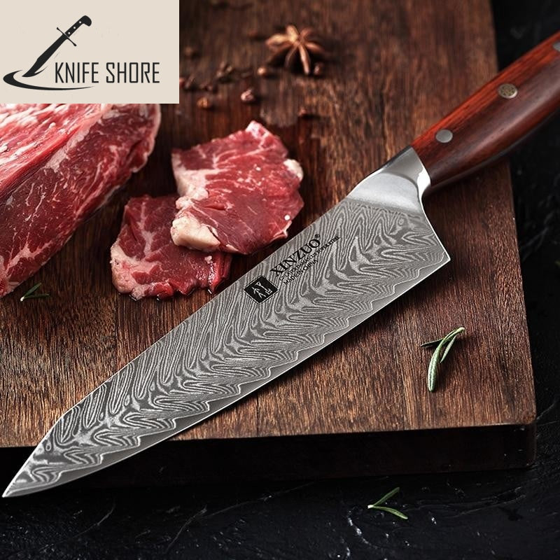 8.5 INCH CHEF KNIFE JAPANESE VG10 DAMASCUS STAINLESS STEEL KITCHEN KNIFE WITH ROSEWOOD HANDLE - knifeshore