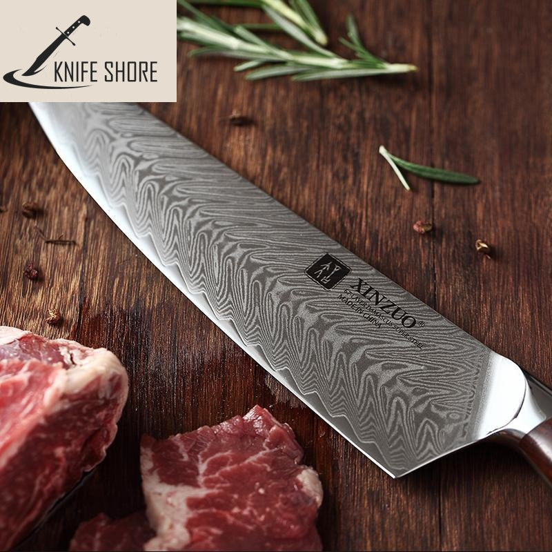 8.5 INCH CHEF KNIFE JAPANESE VG10 DAMASCUS STAINLESS STEEL KITCHEN KNIFE WITH ROSEWOOD HANDLE - knifeshore