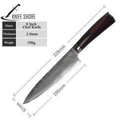 DAMASK PROFESSIONAL JAPANESE KITCHEN CHEF KNIFE - knifeshore